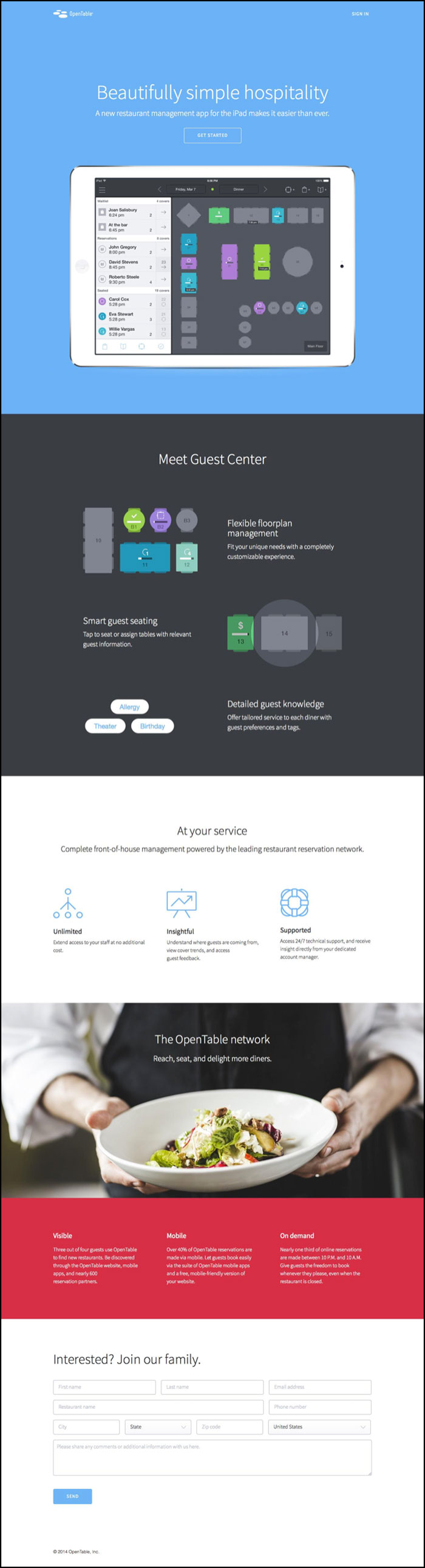 OpenTable Landing Page
