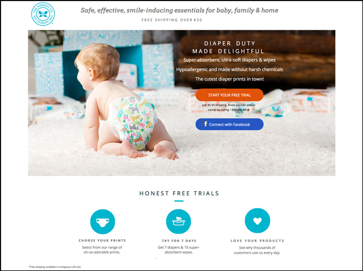Honesty Company Landing Page