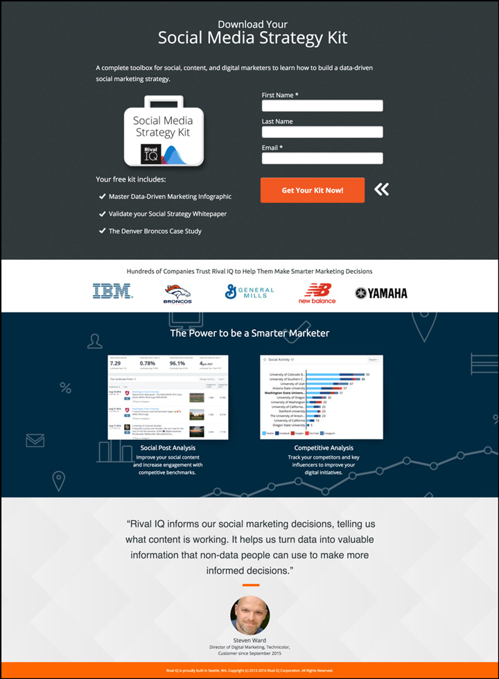 Rival IQ Landing Page