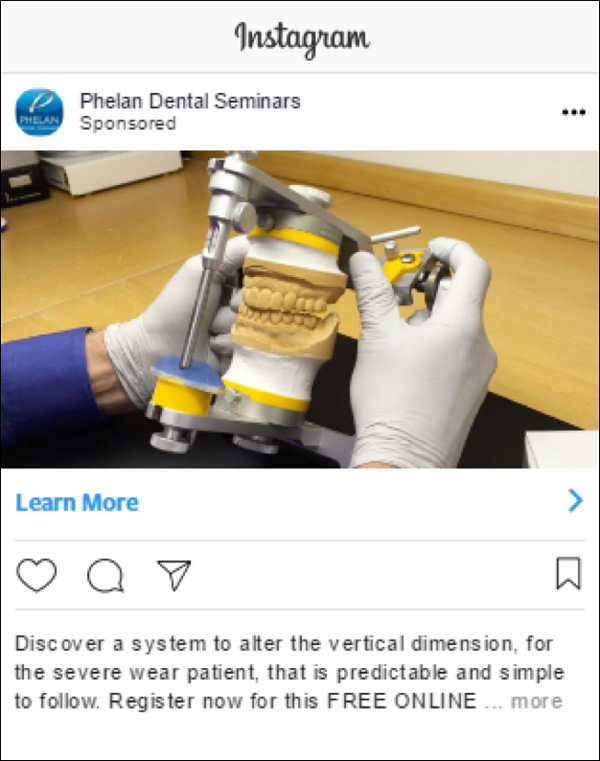 phelan dental paid instagram ad 2 - sell on instagram free