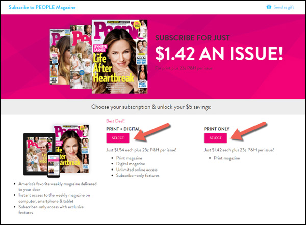 People Magazine Landing Page